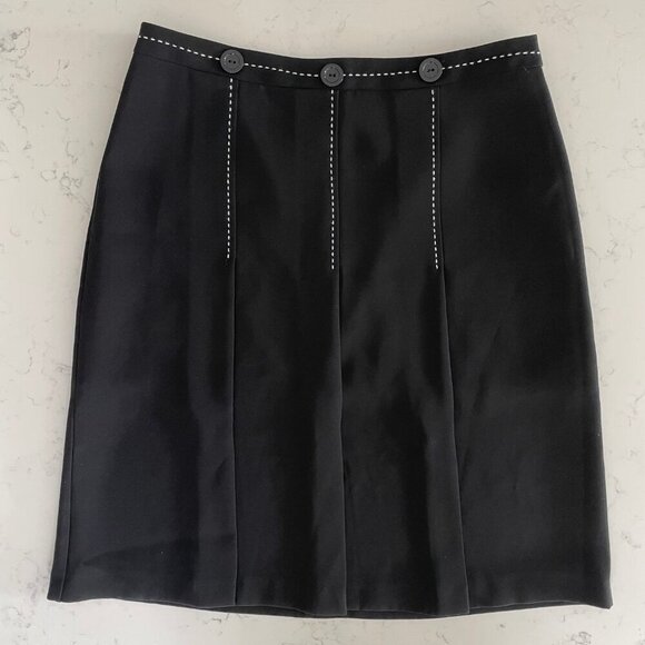 Joseph Ribkoff 3 Button Lined Poly Panel Skirt w Pick Stitching Black White Sz 8 - Picture 9 of 9